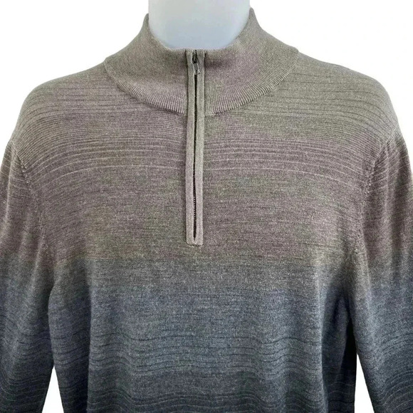 JR Collection NEW 100% Extra Fine Merino Wool Mens XL 1/4 Zip Ombre Sweater - Picture 7 of 16